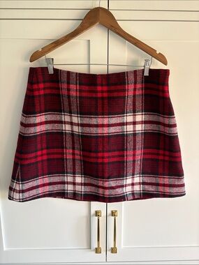 Tommy Hilfiger Red Plaid A-Line Wool Blend Lined Classic Skirt Plus Size 16